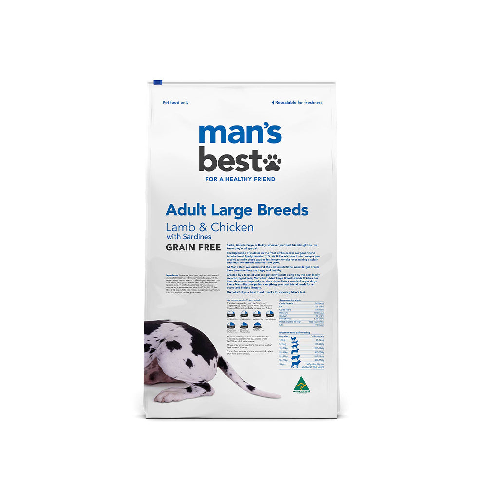 MAN'S BEST Large Breeds Lamb & Chicken Adult Dog Food 12KG