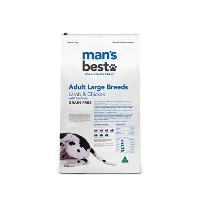 MAN'S BEST Large Breeds Lamb & Chicken Adult Dog Food 12KG