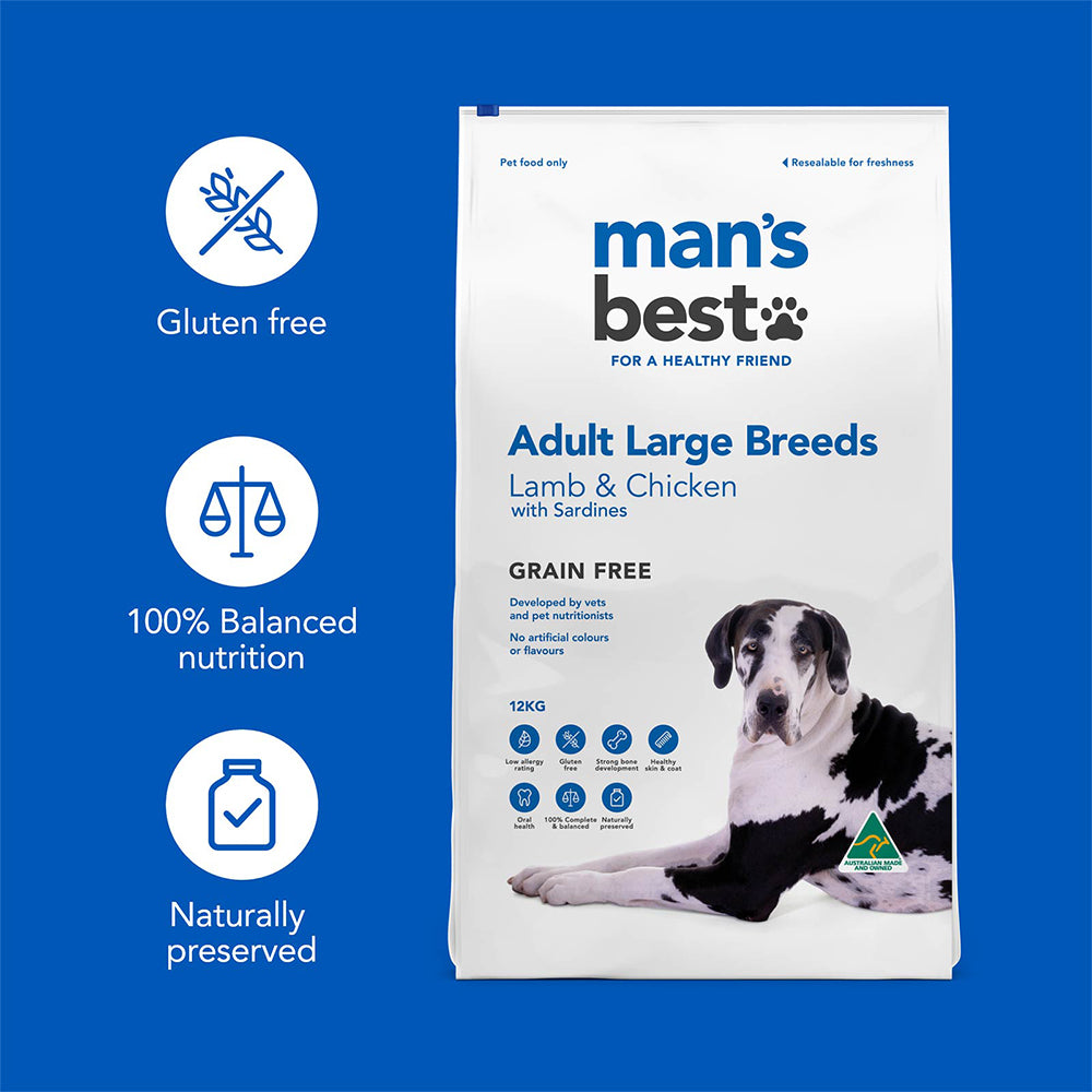MAN'S BEST Large Breeds Lamb & Chicken Adult Dog Food 12KG
