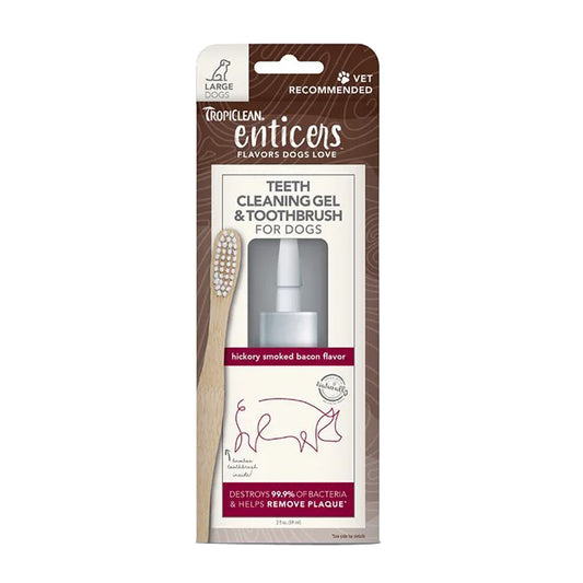 TROPICLEAN Enticers Teeth Cleaning Kit Hickory Smoked Bacon For Large Dogs