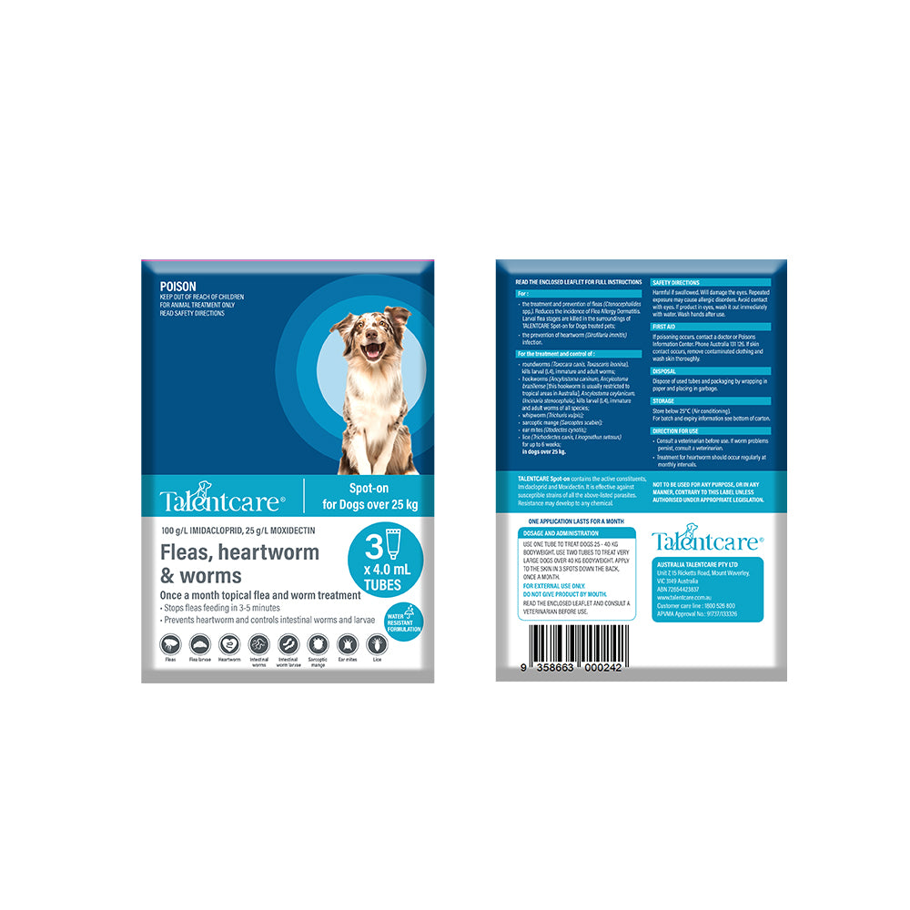 TALENTCARE Flea And Worming Spot-on For Dogs Over 25Kg