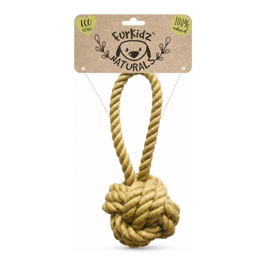 FURKIDZ Naturals Jute Sling Ball Toy 16cm (85-95gm)