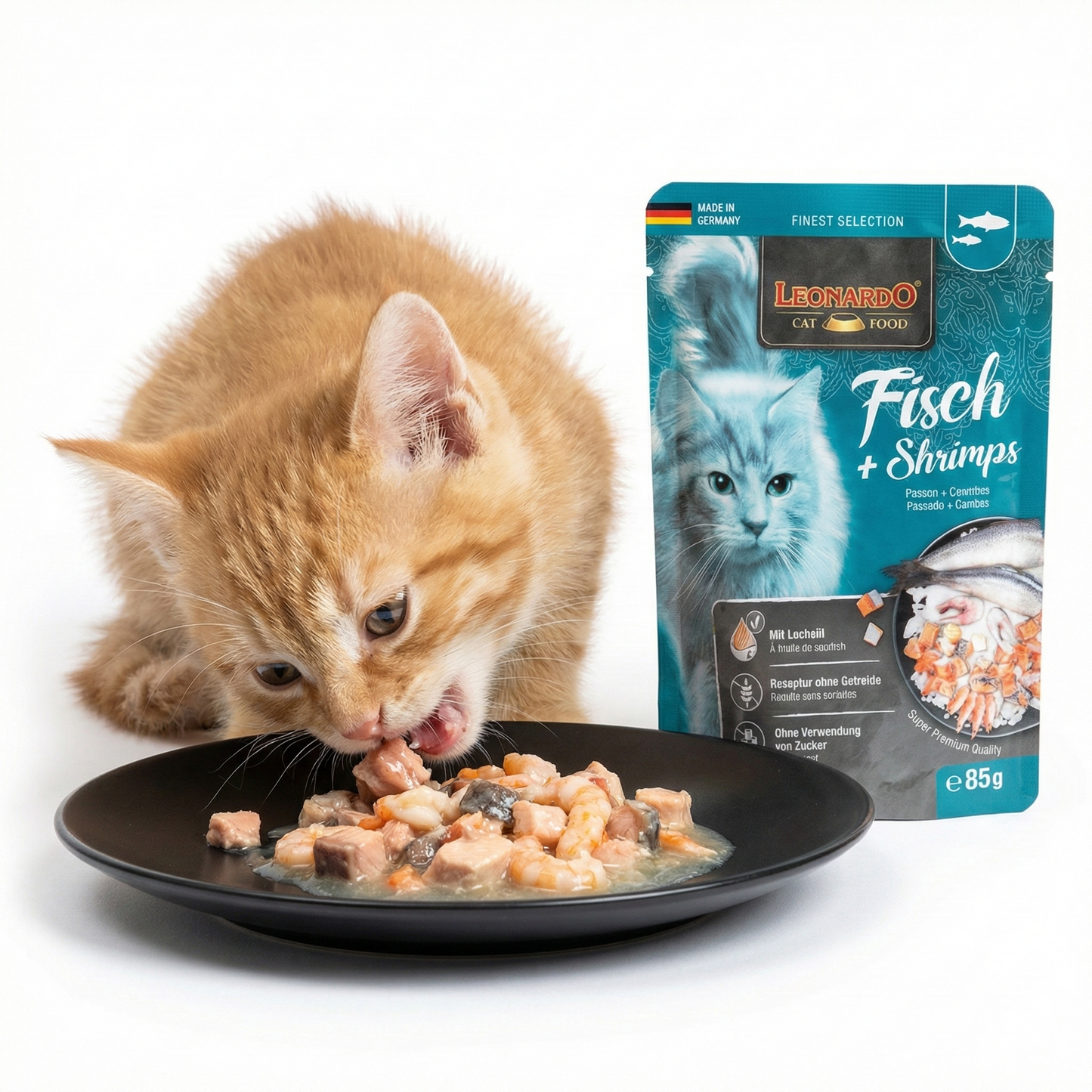 LEONARDO Finest  Selection Fish + Shrimps Wet Cat Food