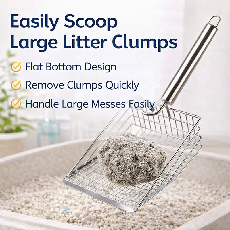 Large Stainless Steel Cat Litter Scoop | Rust-Proof & Durable – Petso