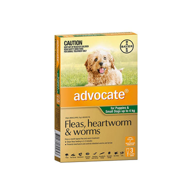 ADVOCATE Flea & Dewormer Treatment for Dogs (0-4kg) 3 Tubes