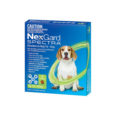 NEXGARD SPECTRA Flea and Worming Dog Chewables (7.6-15kg) 6pcs