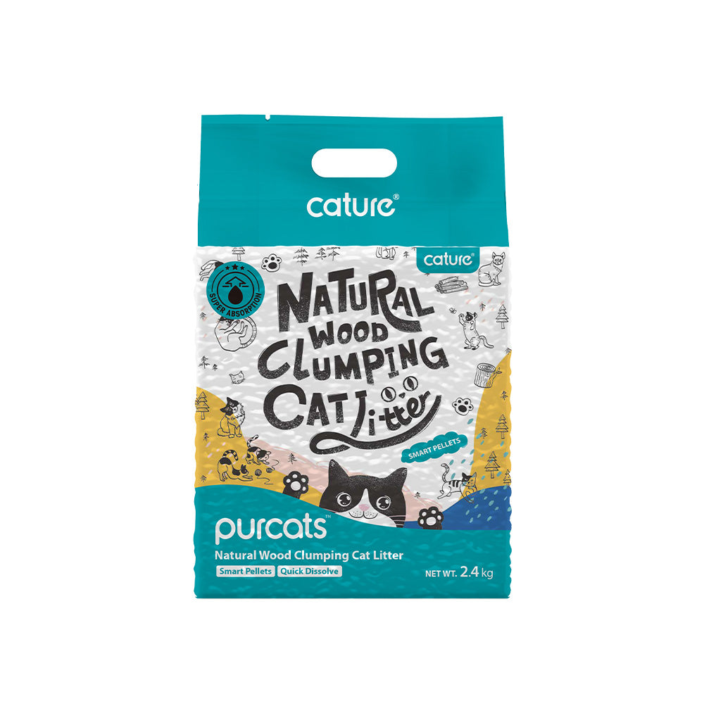 CATURE Smart Pellets Natural Wood Clumping Bagged Cat Litter 2.4kg