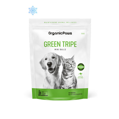 ORGANIC PAWS Green Tripe Ball Raw Pet Food 500g