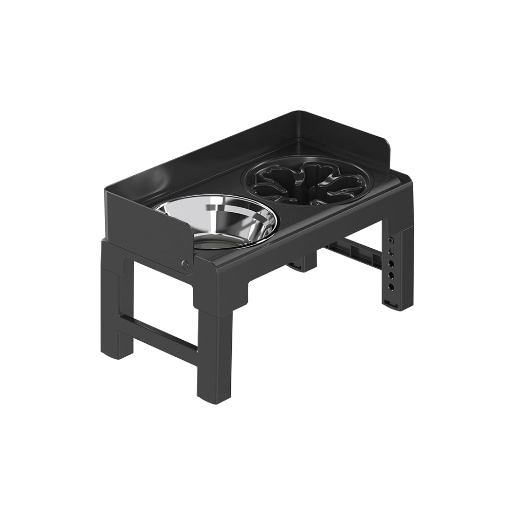 PAKEWAY Lifting Bowl With Five Height Adjustable(One Steel Bowl, One Slow Feeder)