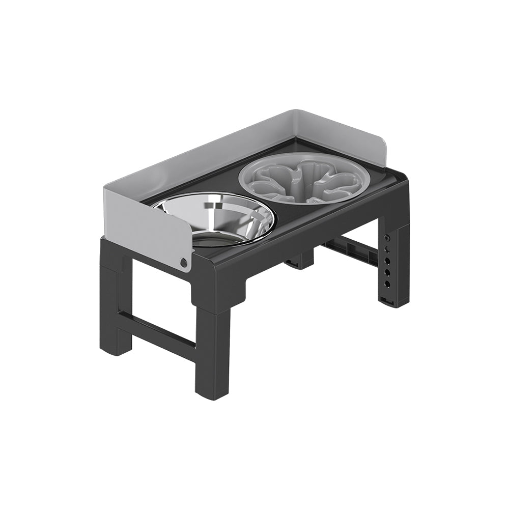 PAKEWAY Lifting Bowl With Five Height Adjustable(One Steel Bowl, One Slow Feeder)