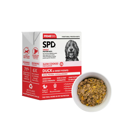 PRIME100 SPD Slow Cooked Duck & Sweet Potato Wet Dog Food 354g