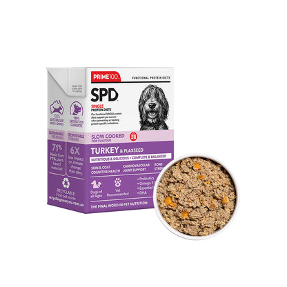 PRIME100 SPD Slow Cooked Turkey & Flaxseed Wet Dog Food 354g