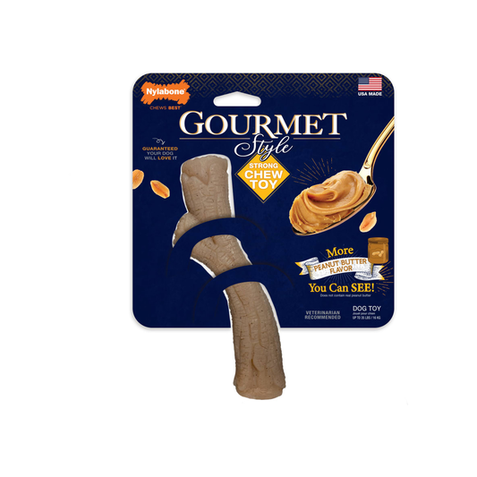 NYLABONE Gourmet Style Strong Stick Peanut Butter Dog Toy Medium