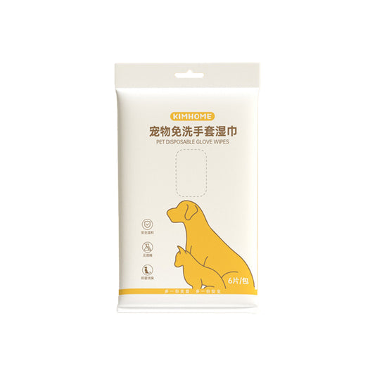 Pet Cleaning Glove Wipes – No-Rinse Grooming Gloves (6 Wipes)
