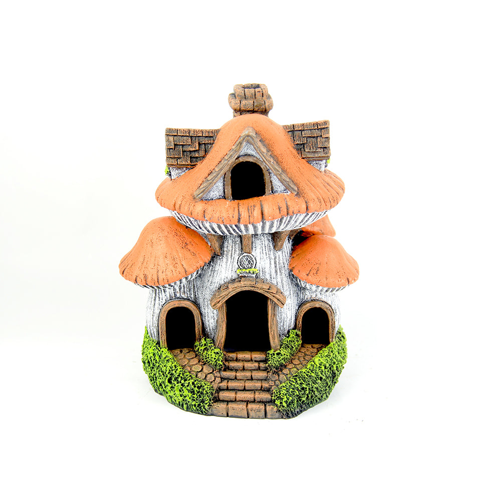 BIOSCAPE Mushroom House Orange Aquarium Ornament 14 x 11 x 17cm — barcode 9327975056148