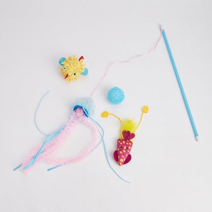 FOFOS Sealife Wand Catnip Cat Toy 4pcs