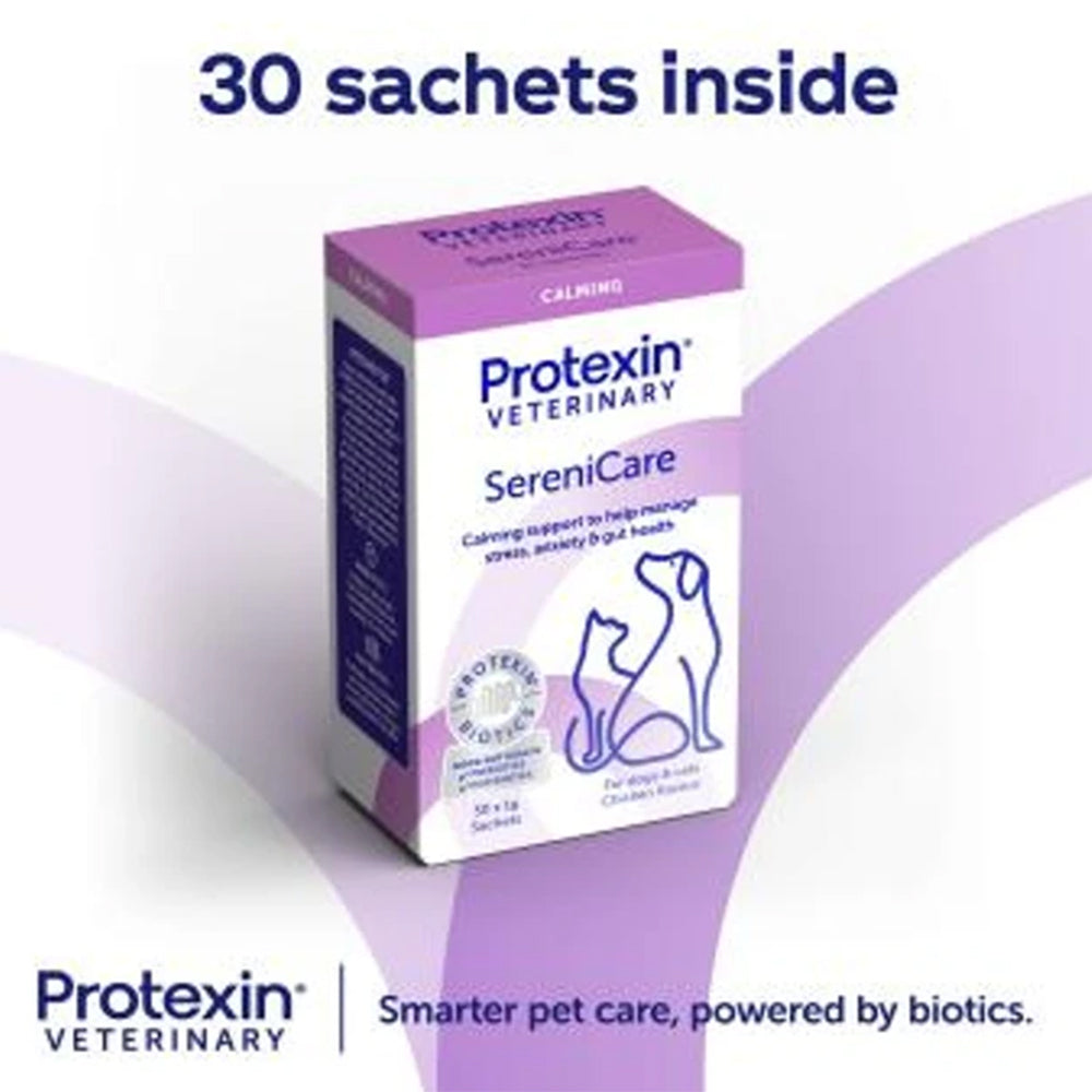 Protexin SereniCare 30 x 1g sachets product information graphic
