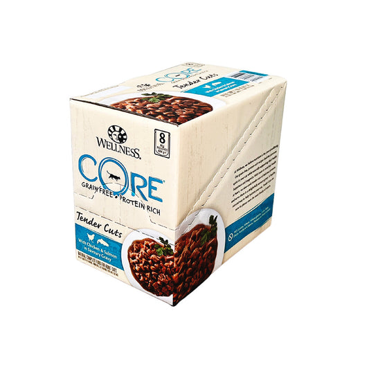WELLNESS Core Tender Cuts With Chicken & Salmon in Savoury Gravy Wet Cat Food 85g x 8