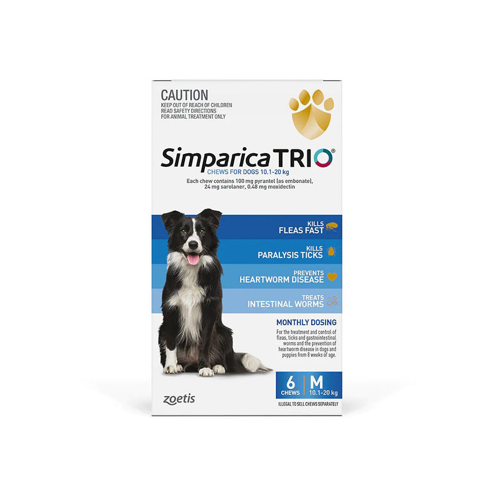 SIMPARICA Trio Medium Dog 10.1-20Kg Blue