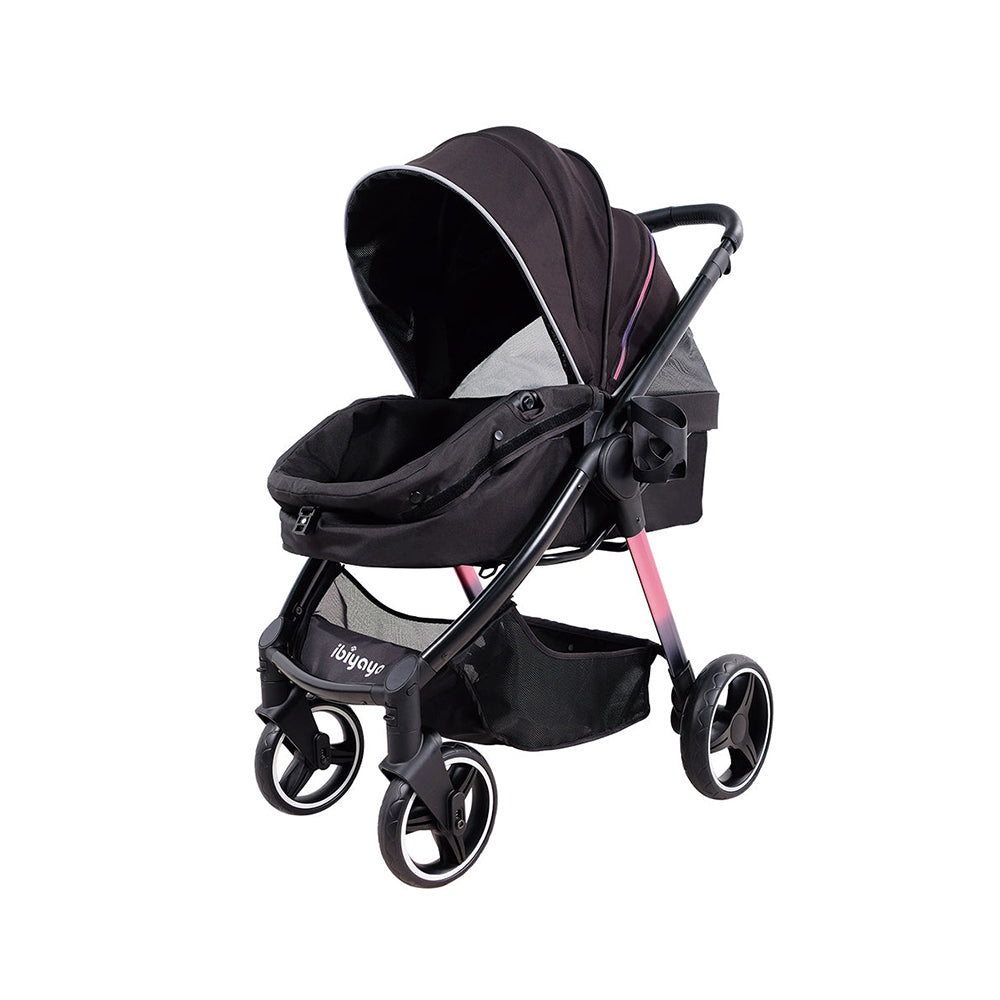 IBIYAYA Luxury Retro Style Foldable Pet Stroller For Up To 30Kg