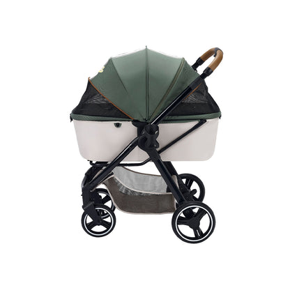 IBIYAYA Luxury Retro Style Foldable Pet Stroller For Up To 30Kg