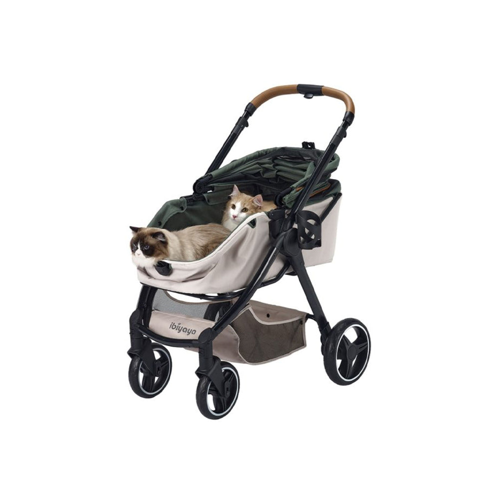 IBIYAYA Luxury Retro Style Foldable Pet Stroller For Up To 30Kg