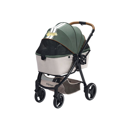 IBIYAYA Luxury Retro Style Foldable Pet Stroller For Up To 30Kg