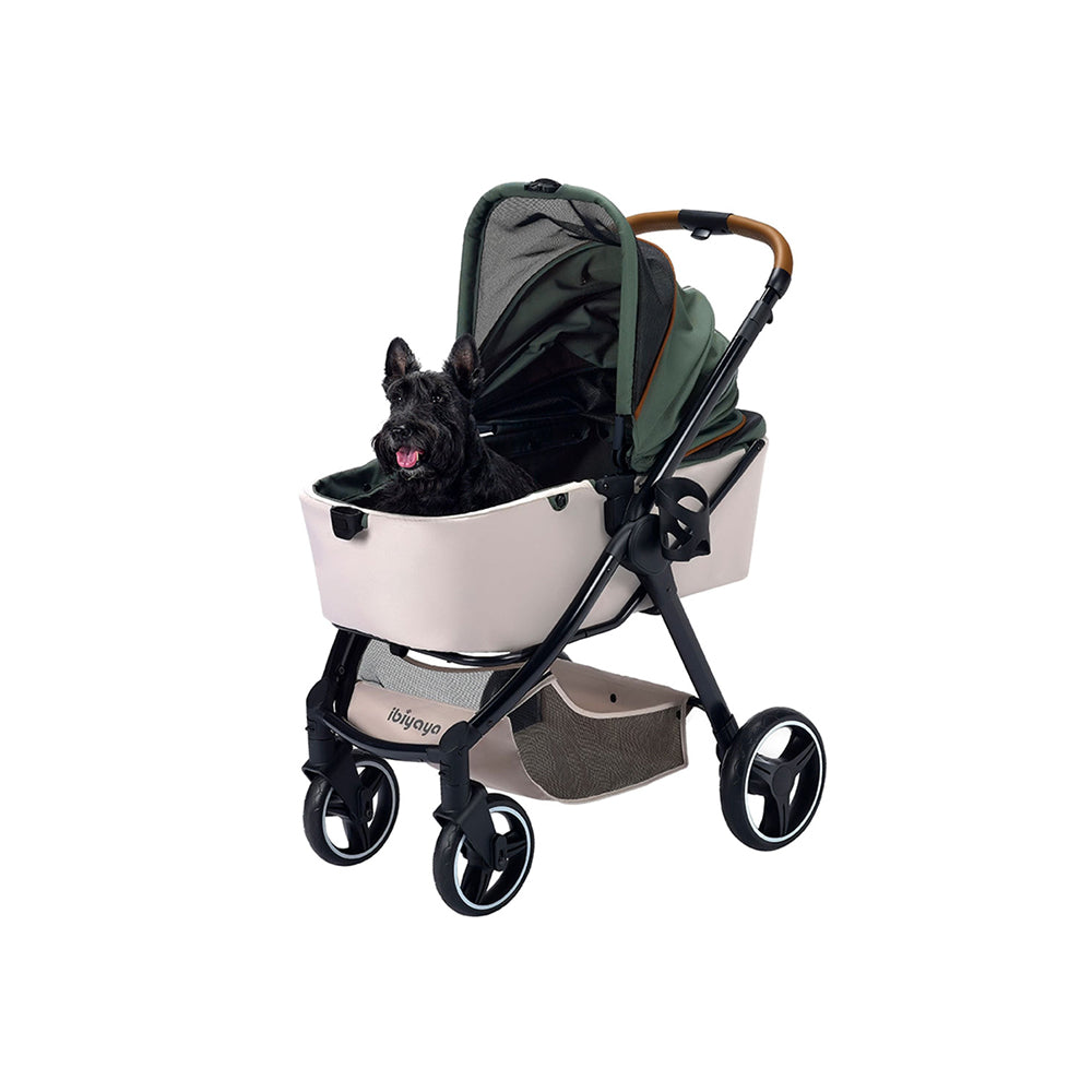 IBIYAYA Luxury Retro Style Foldable Pet Stroller For Up To 30Kg