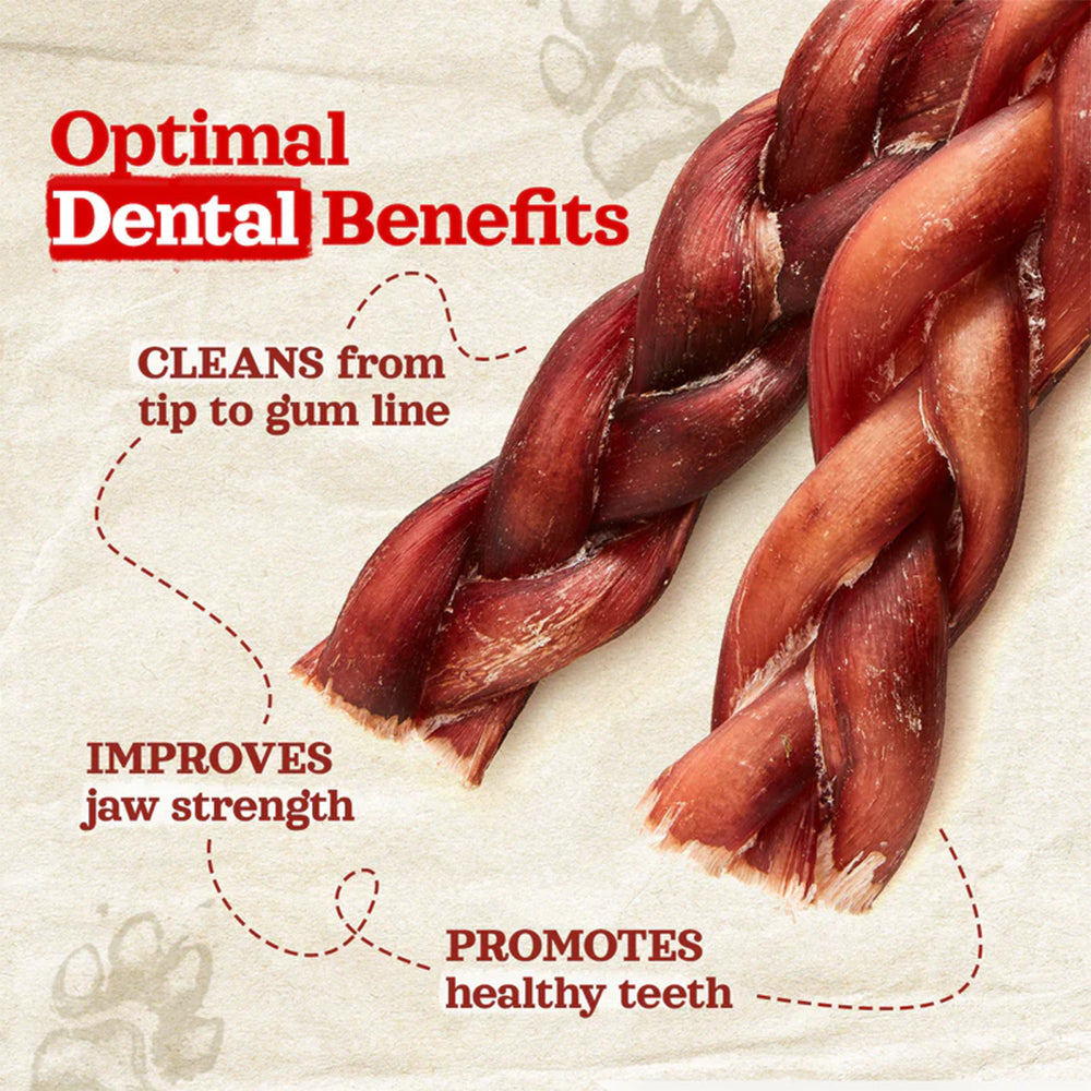 NATURAL FARM Braided Bully Sticks Triple-Braided Dental Chew Dog Treats product image
