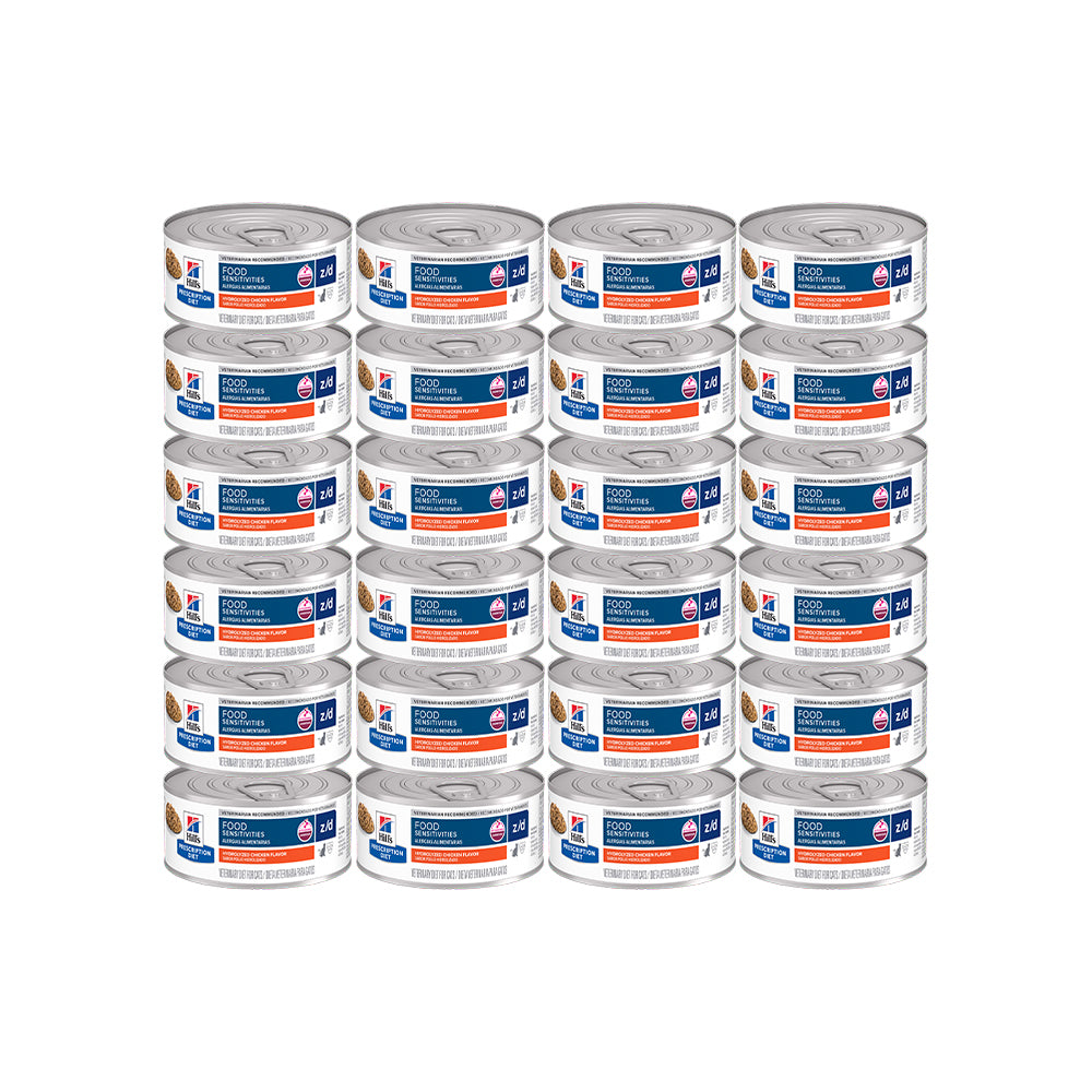 HILLS PRESCRIPTION DIET Z/D Food Sensitivities Hydrolyzed Chicken Flavour Wet Cat Food — 156g × 24 front packshot