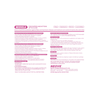 NEOVELA Flea And Worming For Puppies & Kittens Up To 2.5kg 4x0.25mL Tubes Pink