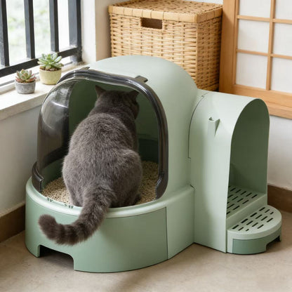 PAKEWAY Green Star Tunnel Cat Litter Box
