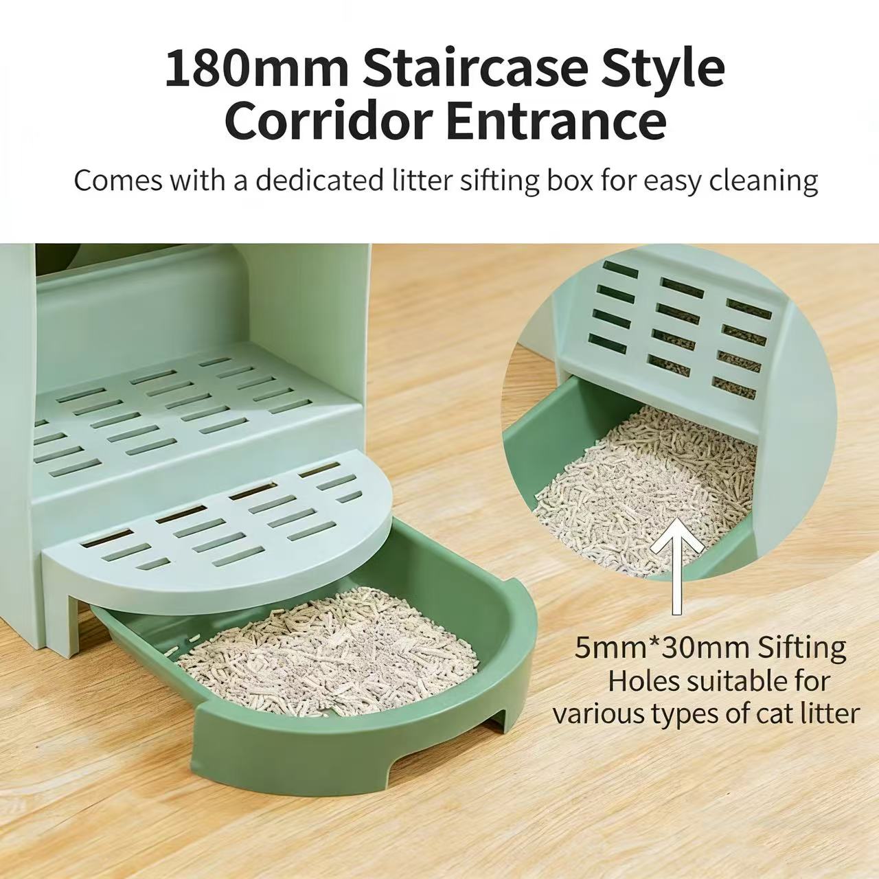 PAKEWAY Green Star Tunnel Cat Litter Box