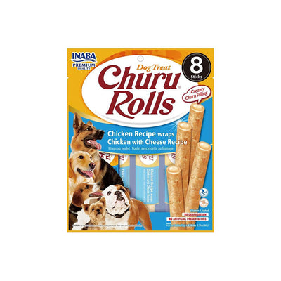 INABA Churu Roll Chicken Recipe Wraps Chicken with Cheese Recipe Dog Treats 8x12g