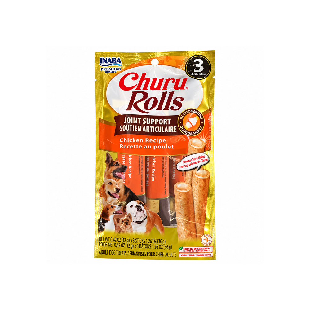 INABA Dog Churu Rolls Joint Support Chicken 3Pcs (12g x 3) – white-background product packshot