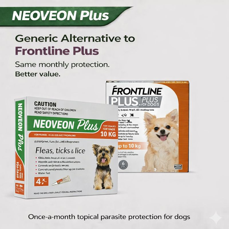 NEOVEON PLUS Fleas And Ticks For Small Dogs Up To 10kg 4x0.67mL Tubes Orange