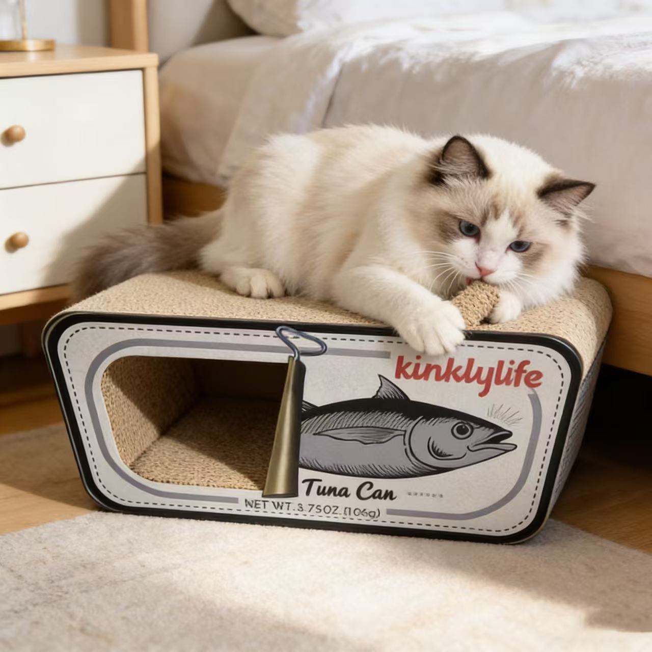 TINKLY LIFE White Tuna Can Cat Scratcher