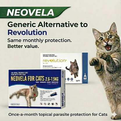 NEOVELA Flea And Worming For Cats 2.6-7.5kg 4 x 0.75mL Tubes Blue
