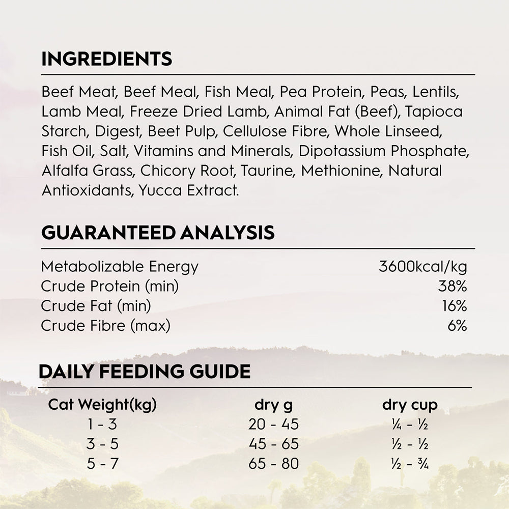 TRILOGY Australian Beef & Freeze Dried Lamb Adult Dry Cat Food 1.8kg/5kg