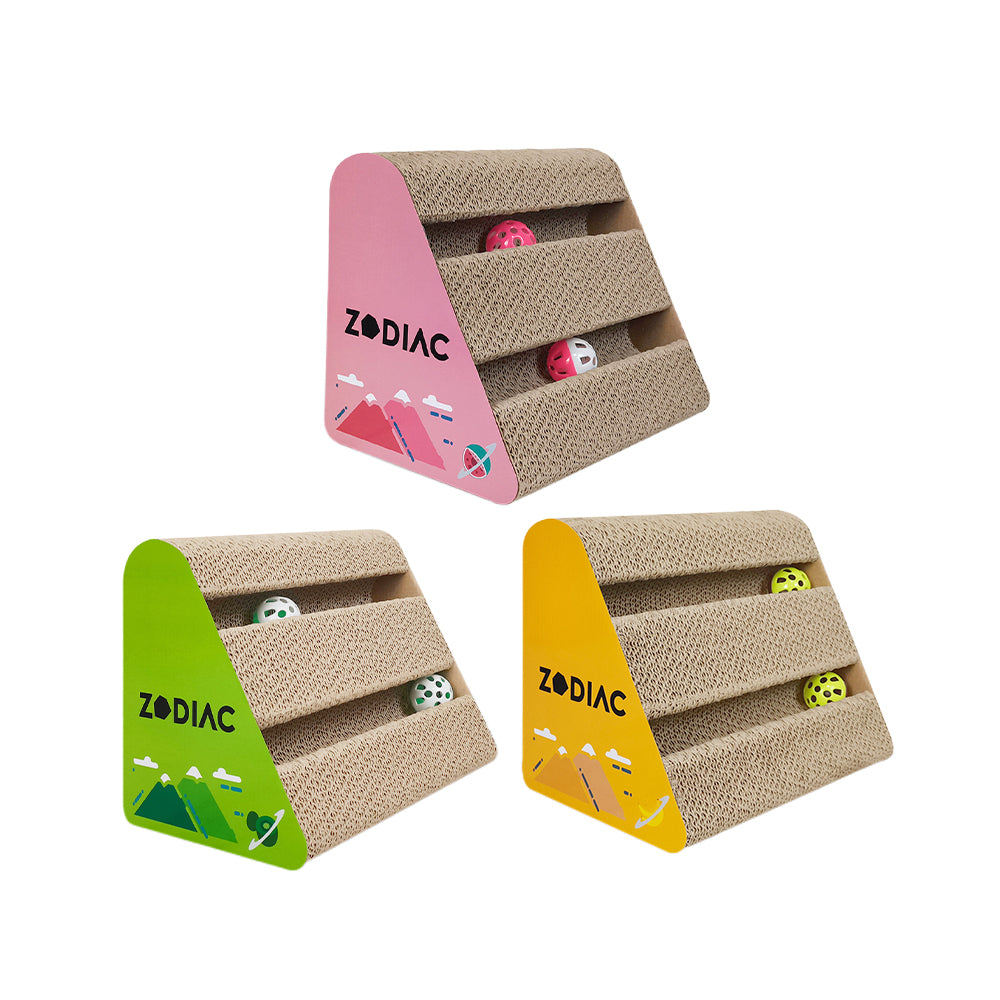 ZODIAC Triangle Cat Scratcher with Balls 28x17x21cm