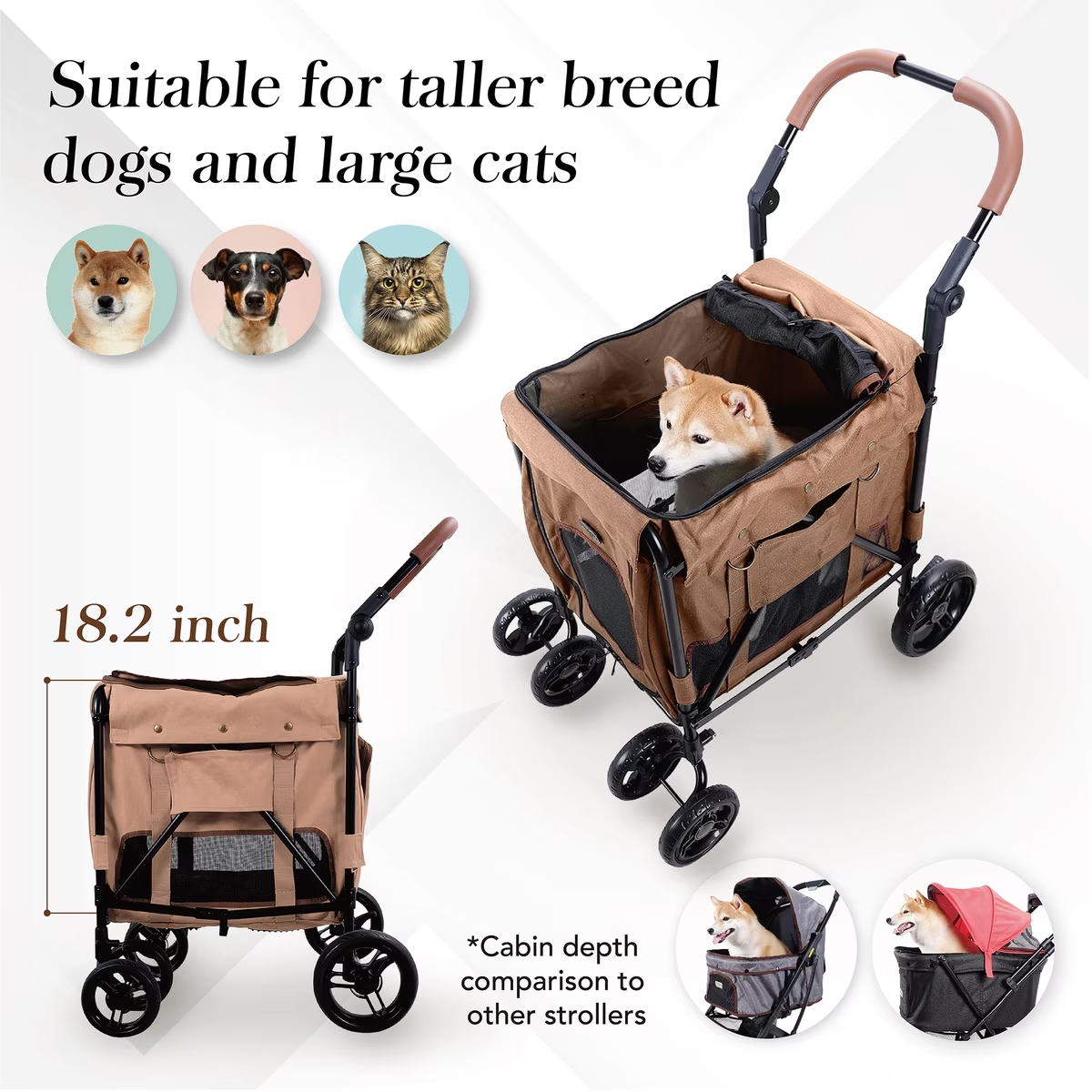IBIYAYA Gentle Giant Pet Wagon Stroller for Dogs Up to 25kg