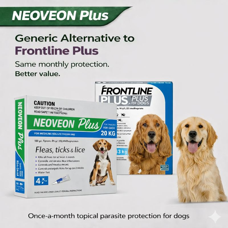NEOVEON PLUS Fleas And Ticks For Medium Dogs 10-20kg 4x1.34mL Tubes Blue