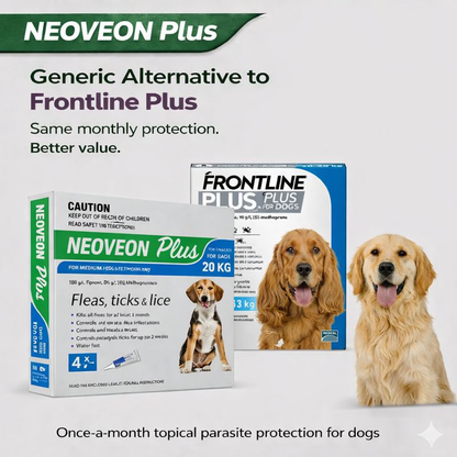 NEOVEON PLUS Fleas And Ticks For Medium Dogs 10-20kg 4x1.34mL Tubes Blue