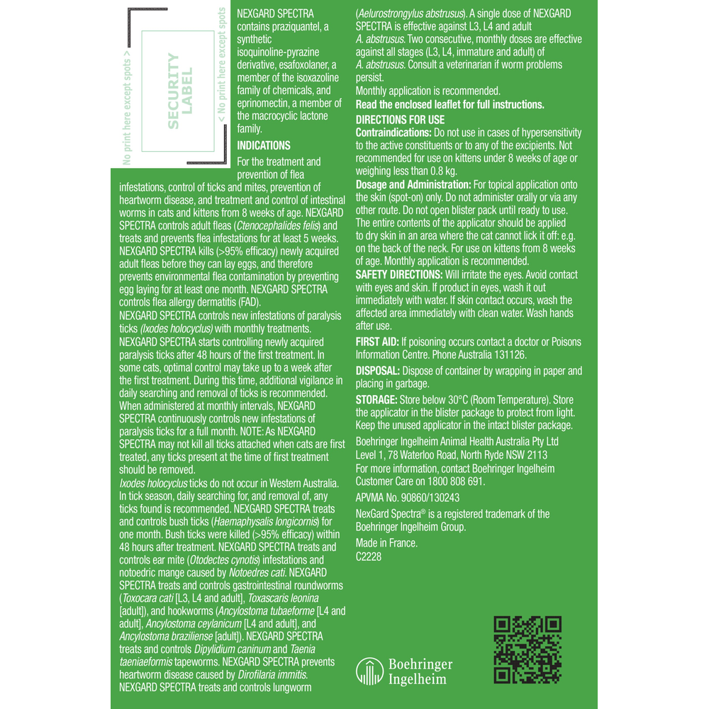 NEXGARD SPECTRA Flea, Tick & Worming Spot On For Cats 2.5-7.5kg