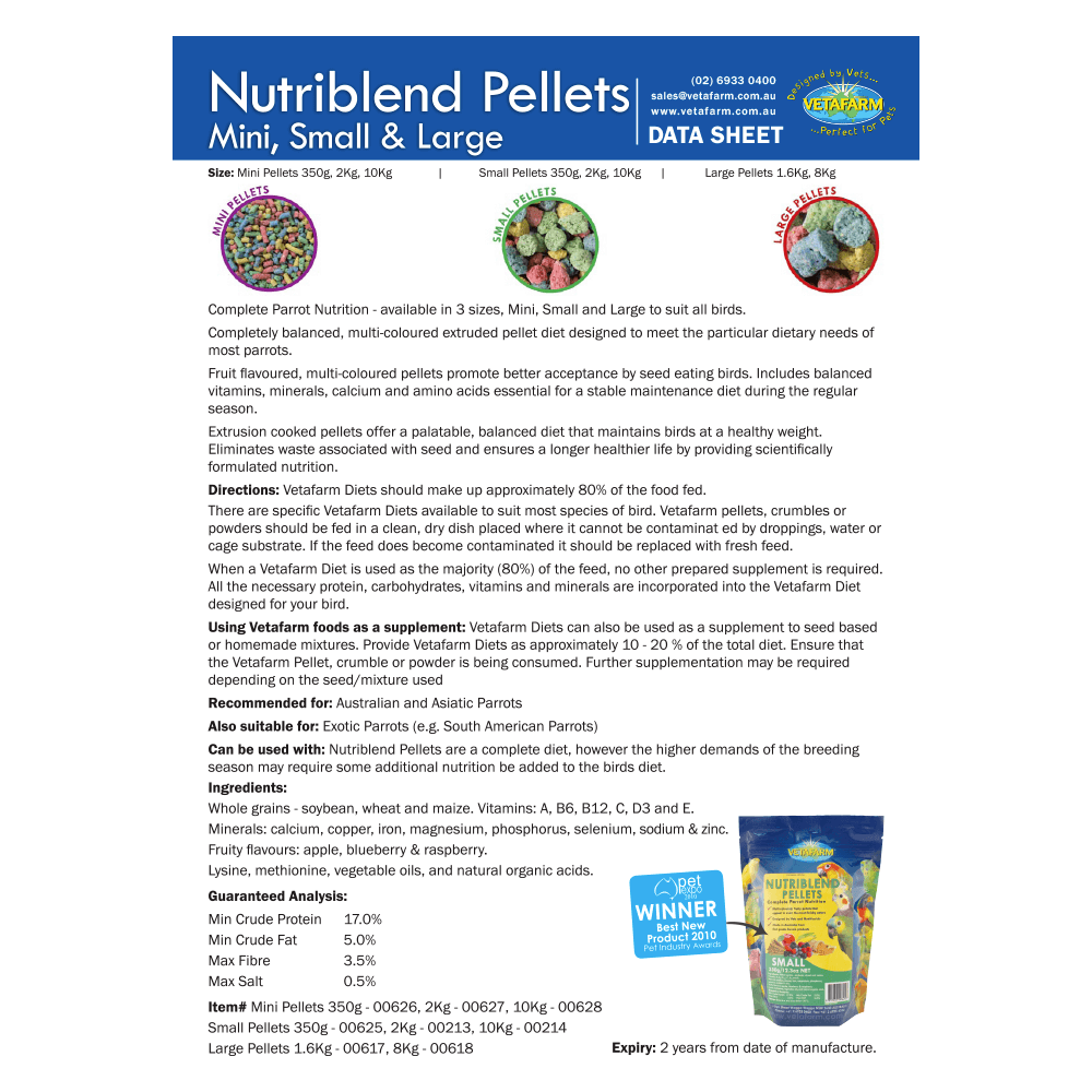 VETAFARM Nutriblend Pellets 350g