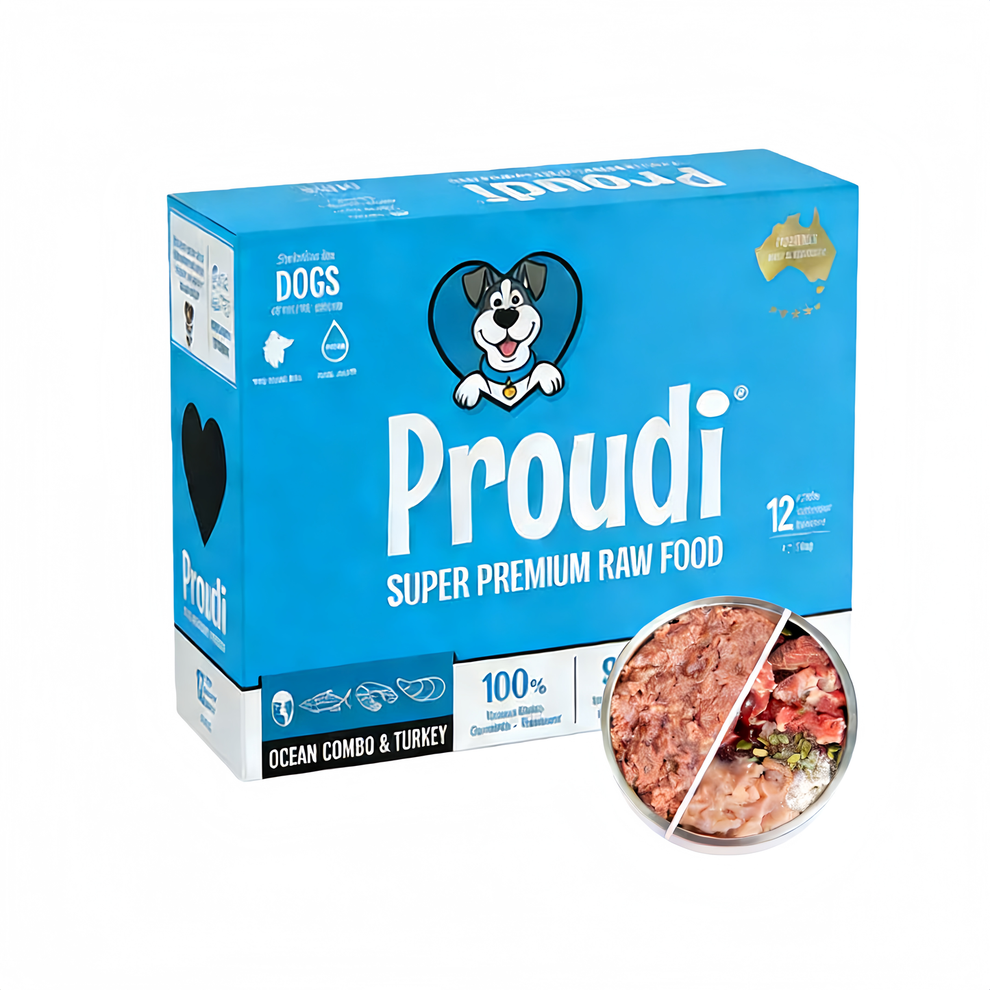 PROUDI Premium Frozen Ocean Combo & Turkey Raw Dog Food 2.4kg
