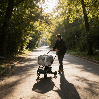 IBIYAYA NeoRider Multipurpose Detachable Pet Stroller - Silver Mist