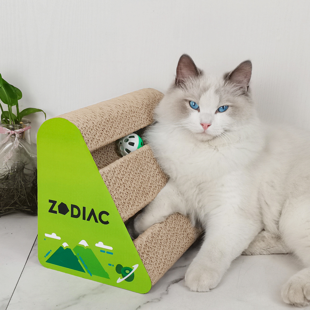 ZODIAC Kiwi Triangle Cat Scratcher with Balls 28x17x21cm