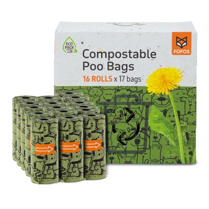 FOFOS Dog Poo Compostable Waste Bag 16 Rolls（272bags）