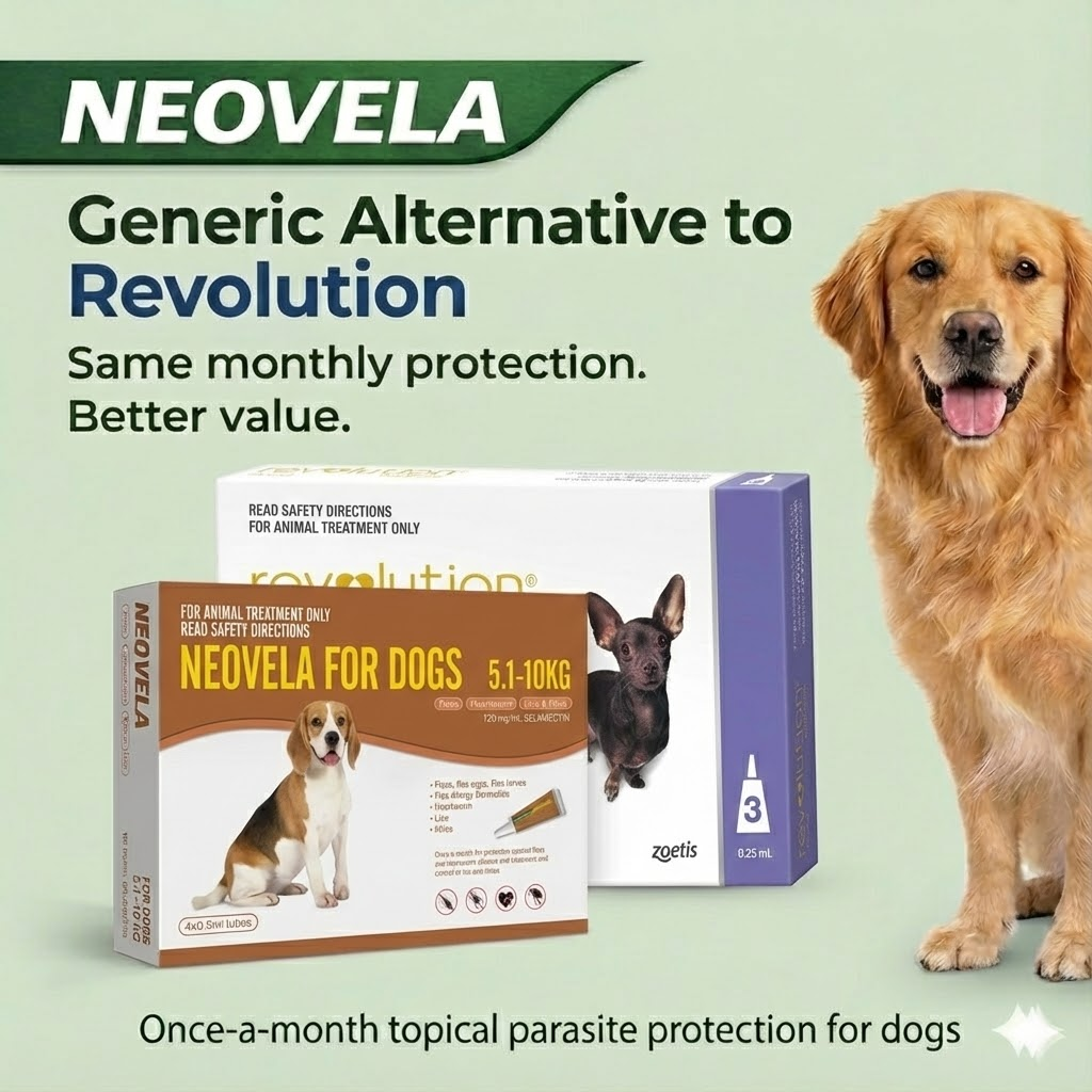 NEOVELA Flea And Worming For Dogs 5.1-10kg 4x0.5mL Tubes Brown